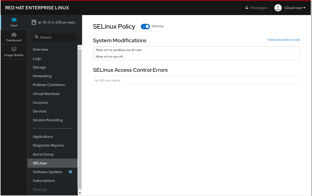 cockpit 12 selinux
